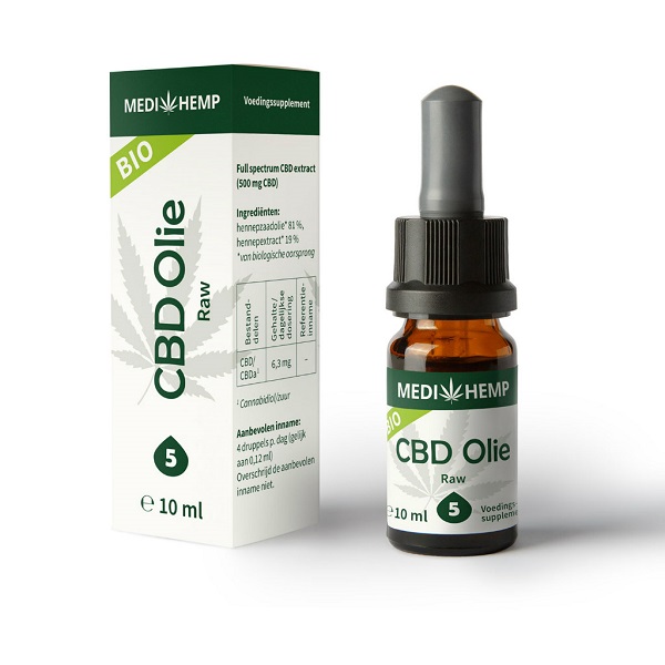 CBD olie Medihemp rå 10 ml 500 mg CBD