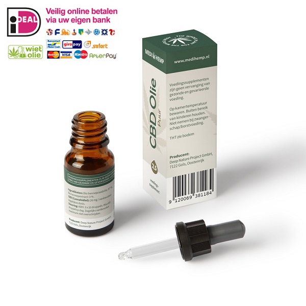 Óleo de CBD orgânico-Medihemp-10 ml-sabor de noz-pipeta-óleo de erva daninha
