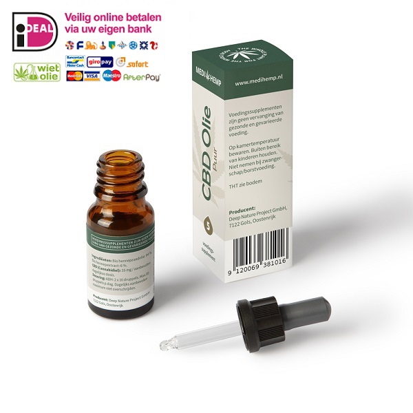 CBD-oil-puro-Medihemp-5-percent-10-ml-sapore di noci-pipette-olio di erba